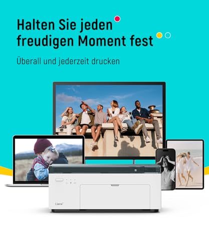Liene Fotodrucker für Smartphone(10x15 cm)+Set mit 2 Packungen(20+80 Blatt) Fotopapier/Patrone,WiFi Handy Fotodrucker für iPhone/Android/PC, 300DPI Farbsublimation Sofortbilddrucker, Printer Portable