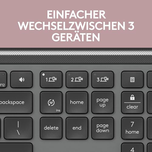 Logitech MK950 Signature Slim kabelloses Tastatur-Maus-Set, schlankes Design, leise tippen, Wechsel zwischen DREI Geräten, Bluetooth, mehrere Betriebssysteme, Windows, Mac, DEU QWERTZ-Layout, Graphit