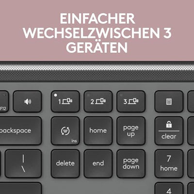 Logitech MK950 Signature Slim kabelloses Tastatur-Maus-Set, schlankes Design, leise tippen, Wechsel zwischen DREI Geräten, Bluetooth, mehrere Betriebssysteme, Windows, Mac, DEU QWERTZ-Layout, Graphit