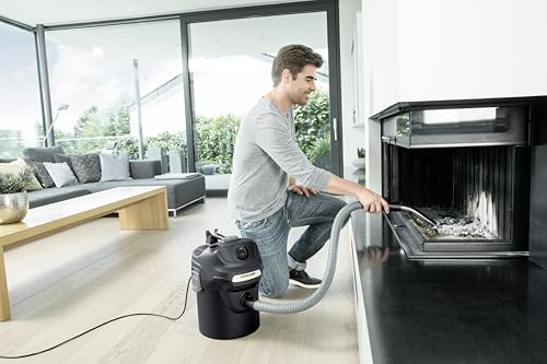 Kärcher AD 2 Aschesauger und Trockensauger perfekt für die Kaminreinigung und Pelletofen Reinigung (mit Filterreinigung, 14-Liter-Metallbehälter, Reinigung ohne Schmutzkontakt), Schwarz