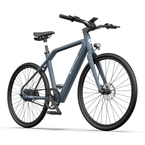 A Dece Oasis ADO e Bike Air30, 28 Zoll 700C, E-Bike Elektrofahrrad,370,00 Wh Akku, ebike Damen/Herren,1 Gang,Momenten-Sensor, Riemenantrieb,ADO Smart APP,3,5-Zoll-IPS-Display (Grau)
