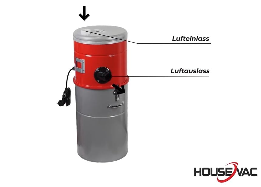 HouseVac Zentralstaubsauger HV-755ST-35H + Premium Reinigungszubehör-Kit 7.5m zur Reinigung Ihres Hauses|Saugkraft 755 AirWatts|Ametek Motor-1700W 2 Turbinen Soft Start/Stop| Hybridzyklonfiltration