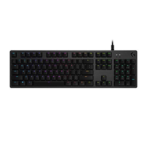 Logitech G512 mechanische Gaming-Tastatur, GX-Red Linear Switches, LIGHTSYNC RGB-Beleuchtung, USB-Durchschleife, Aluminium-Gehäuse, Programmierbare F-Tasten, US QWERTY-Layout - Schwarz