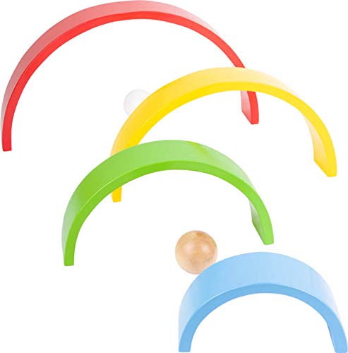 small foot Bausteine "Regenbogen XL" aus Holz, 12 teiliger Bogen mit 2 Kugeln, ab 1 Jahr, 11412
