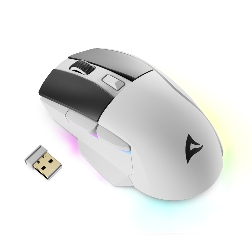 Sharkoon Skiller SGM50W White, Wireless Optical Gaming Maus, RGB, PBT Button
