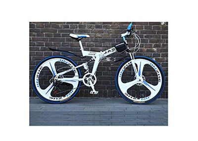Wmmner Mountainbike, 21 Gänge, Unisex, Doppelfederung, Karbonstahl, 61 cm (24 Zoll), 66 cm (26 Zoll), Integralrad, Weiß, 27 Geschwindigkeit