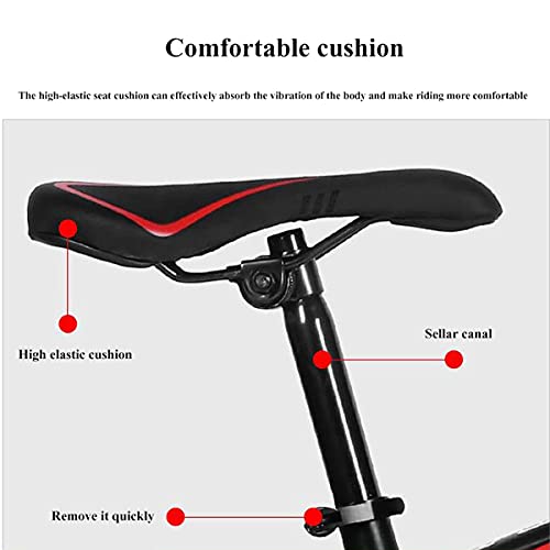 Wmmner Mountainbike für Erwachsene, Karbonstahl, 21/24/27 Geschwindigkeiten, Leichtmetallfelgen mit versteckter Scheibenbremse und abschließbarer Aufhängung Gabel/Rot/21 Geschwindigkeit/Rot/27 Gesc