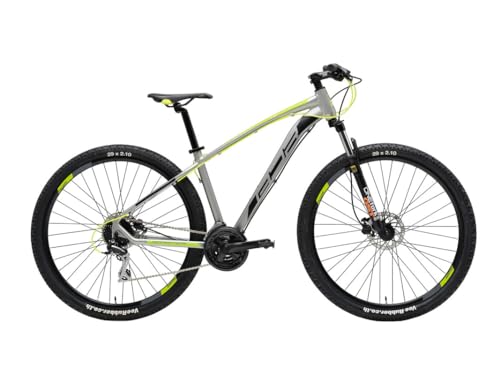 Adriatica Bazam - Mountainbike Off-Roads Wing RS 29 Zoll, 24-Gang-Schaltung, Mountainbike mit Aluminiumrahmen, Größe 46, mattgrau/neongelb