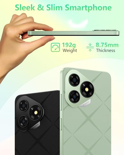 Ulefone Note 19 Smartphone Ohne Vertrag, 6GB + 64GB /512GB TF Handy Günstig, 6.56 Zoll HD+ Android 14 Smartphone, 5000mAh Batterie 8MP Kamera Simlockfreie Handy, 4G Dual SIM/Face ID/GPS-Grün