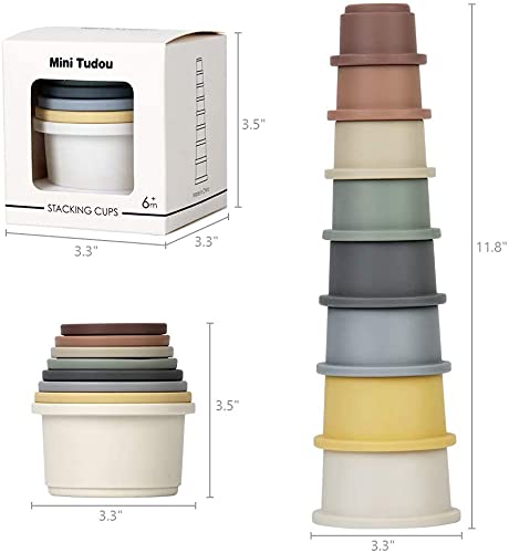 Mini Tudou 8 Stück Stapelbecher, Schichtenspielzeug, Baby Badespielzeug& Spielzeug Bauen für die frühe pädagogische Entwicklung Bestes Lernspielzeug Geschenk für 6 Monate + Jungen & Mädchen