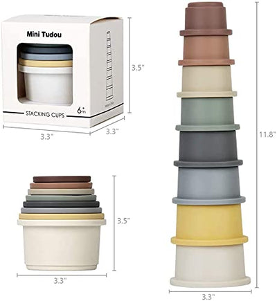 Mini Tudou 8 Stück Stapelbecher, Schichtenspielzeug, Baby Badespielzeug& Spielzeug Bauen für die frühe pädagogische Entwicklung Bestes Lernspielzeug Geschenk für 6 Monate + Jungen & Mädchen