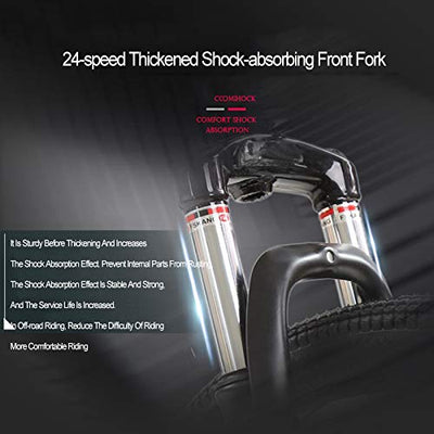 DULPLAY Mountainbikes,Unisex 24 Geschwindigkeit Shock Dual Disc Bremsen Erwachsene Fahrrad,Luxus Rennrad Fetter Reifen Aluminiumrahmen C 27.5zoll (170-190cm)