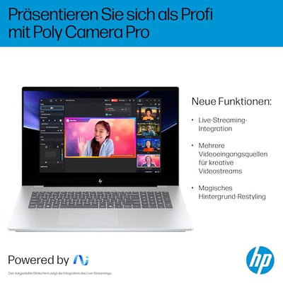 HP OmniBook 7 Next Gen AI PC, Copilot+ PC, 17.3 Zoll FHD Touch Display, Intel Core Ultra 7 258V (47 Tops), 32GB LPDDR5x RAM, 1TB PCIe Gen4 SSD, Intel Arc 140 V GPU, QWERTZ, Windows 11, Silber