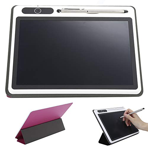Topiky 10,1-Zoll-LCD-Handschrifttafel mit Ledertasche und Stiftset, Elektronischer Notizblock LCD-Tablet-Zeichenblock Business Supply Handmalwerkzeug(Rosenrot)