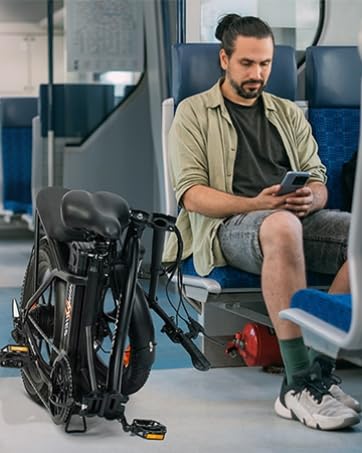 HillMiles MilePort 1 Elektrofahrrad Für Erwachsene, 250W Klappbares Elektrofahrrad Mit 36V 13AH Abnehmbarem Akku, Geschwindigkeit 25KM/H und Reichweite 100KM, 20„ * 3.0“ Fetter Reifen