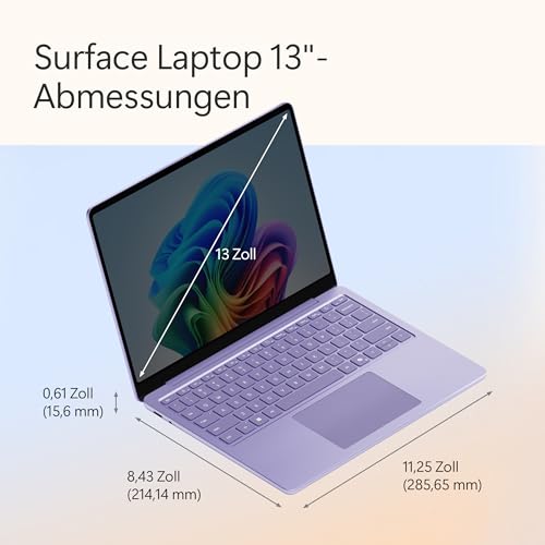 Microsoft Surface Laptop | Copilot+ PC | 13” LCD Touchscreen | Snapdragon® X Plus | 16GB RAM | 512GB Speicher | Neuestes Modell | Violett