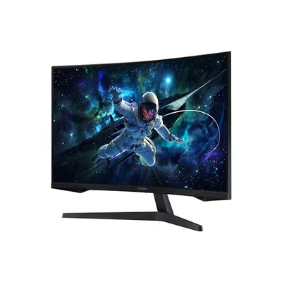 Samsung Odyssey G55C Curved Gaming Monitor, 32 Zoll, Bildschirm mit VA-Panel, 2.560 x 1.440 Pixel, 1.000R Radius, HDR10, AMD FreeSync, Bildwiederholrate 165 Hz, Reaktionszeit 1 ms (MPRT)