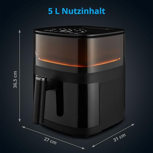 MEDION X10 XL Heißluftfritteuse (5 Liter Frittierkorb, innovative Wassersprühfunktion für krosse knusprige Speisen, 1.500 Watt, Sichtfenster, Schüttel Alarm,10 Automatikprogramme)