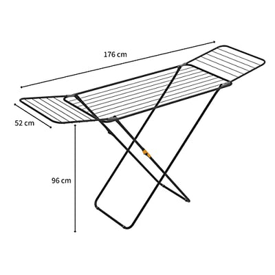 Rörets Wäscheständer Sussi Black – verriegelbare Flügel – Sicherheitssperre – 52x176x96cm – 18 m Trockenfläche - Design und Qualität von Schwedens stärkster Trockenständermarke, für Bekleidung