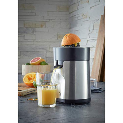 WMF Stelio Saftpresse elektrisch, Zitruspresse, Orangenpresse, 85 Watt, 2 Presskegel, Tropfstopp, Siebeinsatz, matt edelstahl