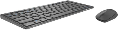 Rapoo 9600M kabelloses Tastatur-Maus Set Wireless Deskset 1300 DPI Sensor wiederaufladbarer Akku flaches Aluminium Design DE-Layout QWERTZ PC & Mac - dark grey