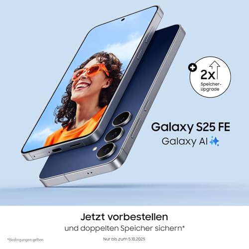 Samsung Galaxy S25 FE mit Galaxy AI, Handy mit Android, 6,7 Zoll FHD-Display, 50 MP Kamera, 128 GB Speicher, 8 GB RAM, 4.900 mAh Akku, White, 3 Jahre Herstellergarantie [Exklusiv auf Amazon]