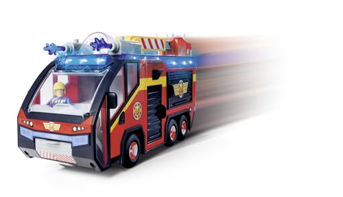 Simba Feuerwehrmann Sam Feuerwehrauto Jupiter mit Leuchteffekten – Robustes Spielzeugfahrzeug für Kinder ab 3 Jahren, großes Einsatzfahrzeug mit Sound und Licht, Feuerwehrfans