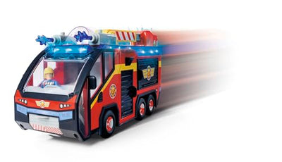 Simba Feuerwehrmann Sam Feuerwehrauto Jupiter mit Leuchteffekten – Robustes Spielzeugfahrzeug für Kinder ab 3 Jahren, großes Einsatzfahrzeug mit Sound und Licht, Feuerwehrfans