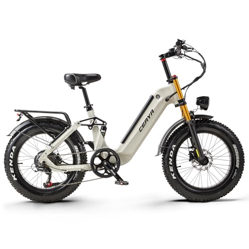 VOZCVOX Elektrofahrrad 20 Zoll E Bike Herren Damen Pedelec E-Mountainbike mit Abnehmbarer 48V 20Ah Akku,Hydraulische Bremsen,Vollefederung