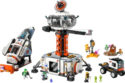LEGO City Raumbasis mit Startrampe, Raumstation-Spielzeug mit Weltraum-Fahrzeug und Raumschiff für Kinder, Set mit 6 Minifiguren, Roboter und Alien-Figuren, Geschenk für Jungs und Mädchen 60434
