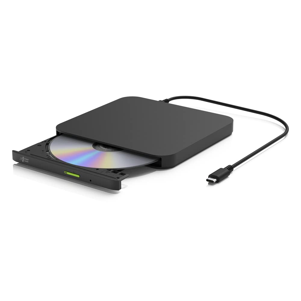Hitachi LG GP96Y Externer CD DVD Laufwerk USB C, Brenner Laufwerk für Android, Portable Player Brenner Kompatibel mit PC (Windows, Mac, Fire)