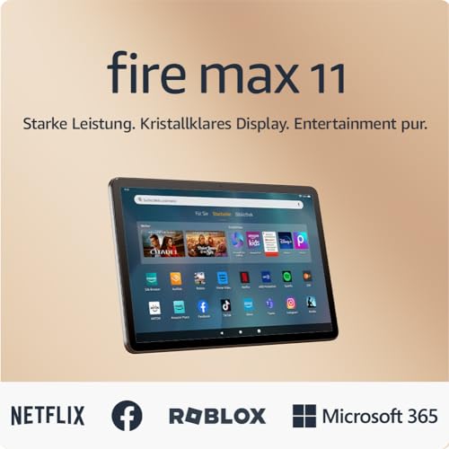 Amazon Fire Max 11-Tablet (Neueste Generation), unser bisher leistungsstärkstes Tablet, mit klarem 11-Zoll-Display, Octa-Core-Prozessor, 4 GB RAM, 14 Std. Akkulaufzeit, 64 GB, grau, mit Werbung