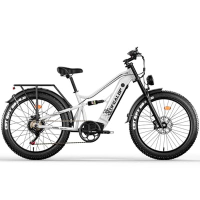 Tifgalop 26-Zoll-Offroad-Elektrofahrrad, Unisex für Erwachsene, Vollfederung, 7 Gänge, 52 V 19 Ah Lithiumbatterie, Reichweite bis zu 45-90 km