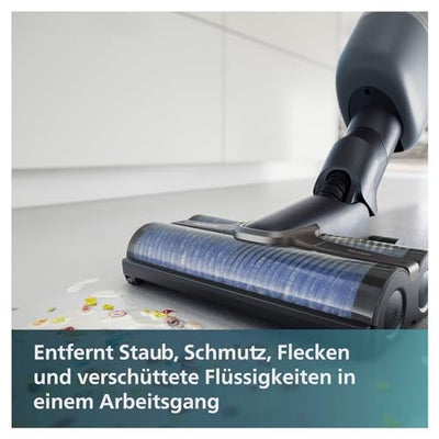 Philips Kabelloser Nass-Trockensauger AquaTrio 9000 Series, 3in1 Staubsaugen und Nasswischen, automatische Selbstreinigung, bis zu 45 Minuten Laufzeit und 185 m², 3 Reinigungsmodi, Schwarz (XW9384/01)