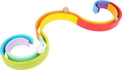 small foot Bausteine "Regenbogen XL" aus Holz, 12 teiliger Bogen mit 2 Kugeln, ab 1 Jahr, 11412