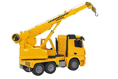 JAMARA 404950 - Schwerlastkran Mercedes Arocs 1:20 2,4G - drehbarer und ausfahrbarer Kran, Seil Heben/senken, realistischer Motorsound, Hupe, Rückfahrwarnsound, 4 Radantrieb,gelbe LED Signallichter