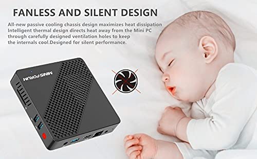 Mini-PC Intel Celeron N4020 (nur 2,8 GHz), DDR4 4 GB/64 GB eMMC, Intel UHD Graphics 600, Mini-Computer ohne Lüfter 4k@60Hz HDMI&VGA, USB3.0, Wi-FI 2.4/5.8G, BT4.2