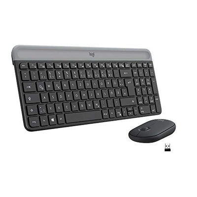 Logitech MK470 Slim Combo Kabelloses Tastatur-Maus-Set, 2.4 GHz Verbindung via Nano-USB-Empfänger, 10m Reichweite, 18-Monate Batterielaufzeit, PC/Laptop, Deutsches QWERTZ-Layout - Graphit