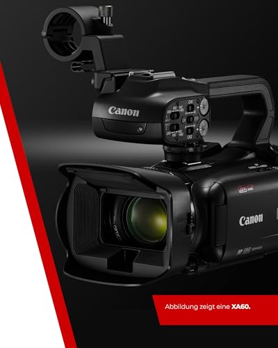 Canon XA60 Camcorder 4K Full HD (UHD Videokamera 20fach Zoom, 1/2,3-Zoll-Typ CMOS-Sensor, Autofokus, 5 Achsen Bildstabilisierung, HDMI Ausgang, 3,5-Zoll LC-Display, UVC Streaming) schwarz