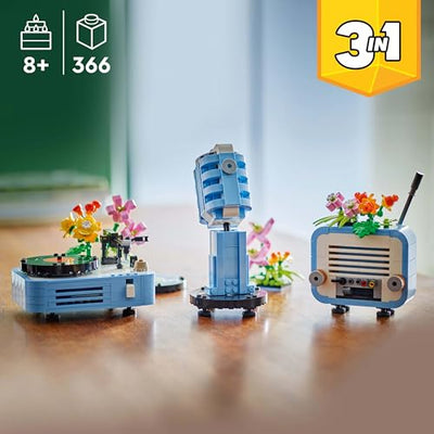 LEGO Creator 3in1 Plattenspieler mit Blumen - Spielzeug umbaubar in Radio oder Mikrofon - Musik Spielzeuge für Kinder - Kreative Geschenkidee für Mädchen und Jungen ab 8 Jahren 31172