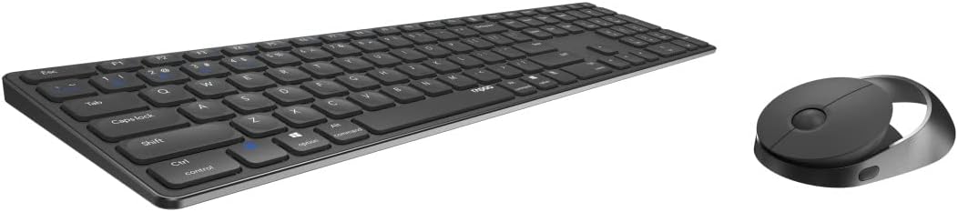 Rapoo 9850M kabelloses Tastatur-Maus Set Wireless Deskset 1600 DPI Sensor wiederaufladbarer Akku flaches Aluminium Design DE-Layout QWERTZ PC & Mac - dunkelgrau