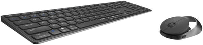 Rapoo 9850M kabelloses Tastatur-Maus Set Wireless Deskset 1600 DPI Sensor wiederaufladbarer Akku flaches Aluminium Design DE-Layout QWERTZ PC & Mac - dunkelgrau