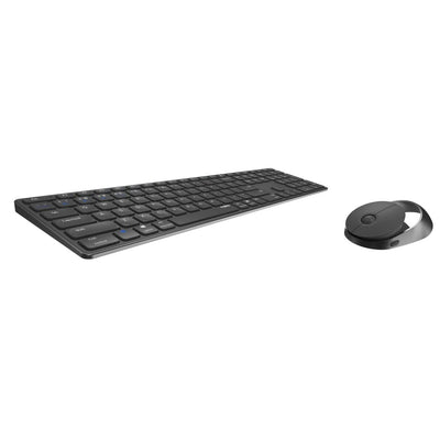 Rapoo 9850M kabelloses Tastatur-Maus Set Wireless Deskset 1600 DPI Sensor wiederaufladbarer Akku flaches Aluminium Design DE-Layout QWERTZ PC & Mac - dunkelgrau