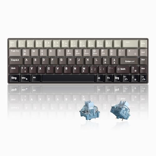 MageGee MK-Box 60% Gaming Tastatur Deutsch QWERTZ Layout, Hot-Swap-fähige kompakte kabelgebundene mechanische RGB-Tastatur mit Eva-Dämpfungsschaum, Blue Whale-Schalter für Win/Mac, grau