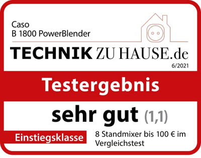 CASO B 1800 PowerBlender, Standmixer,Testsieger Haus & Garten Test, für Milchshakes, Babybrei etc., 1800 Watt Motor, großer Mixbehälter (1,75 l), Edelstahlgehäuse