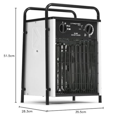 TROTEC Elektro Heizlüfter TDS 50 – Heizleistung 4,5 kW / 9 kW – Bauheizer Luftmenge 708 m³/h – Heizgebläse