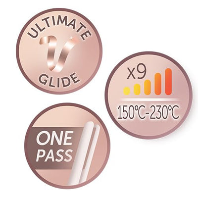 Remington Glätteisen PROluxe (OPTIheat-Technologie für lang anhaltende Styling-Ergebnisse in nur einem Zug & Ultimate-Glide-Keramikbeschichtung) LCD-Display, 150-230°C, Haarglätter S9100