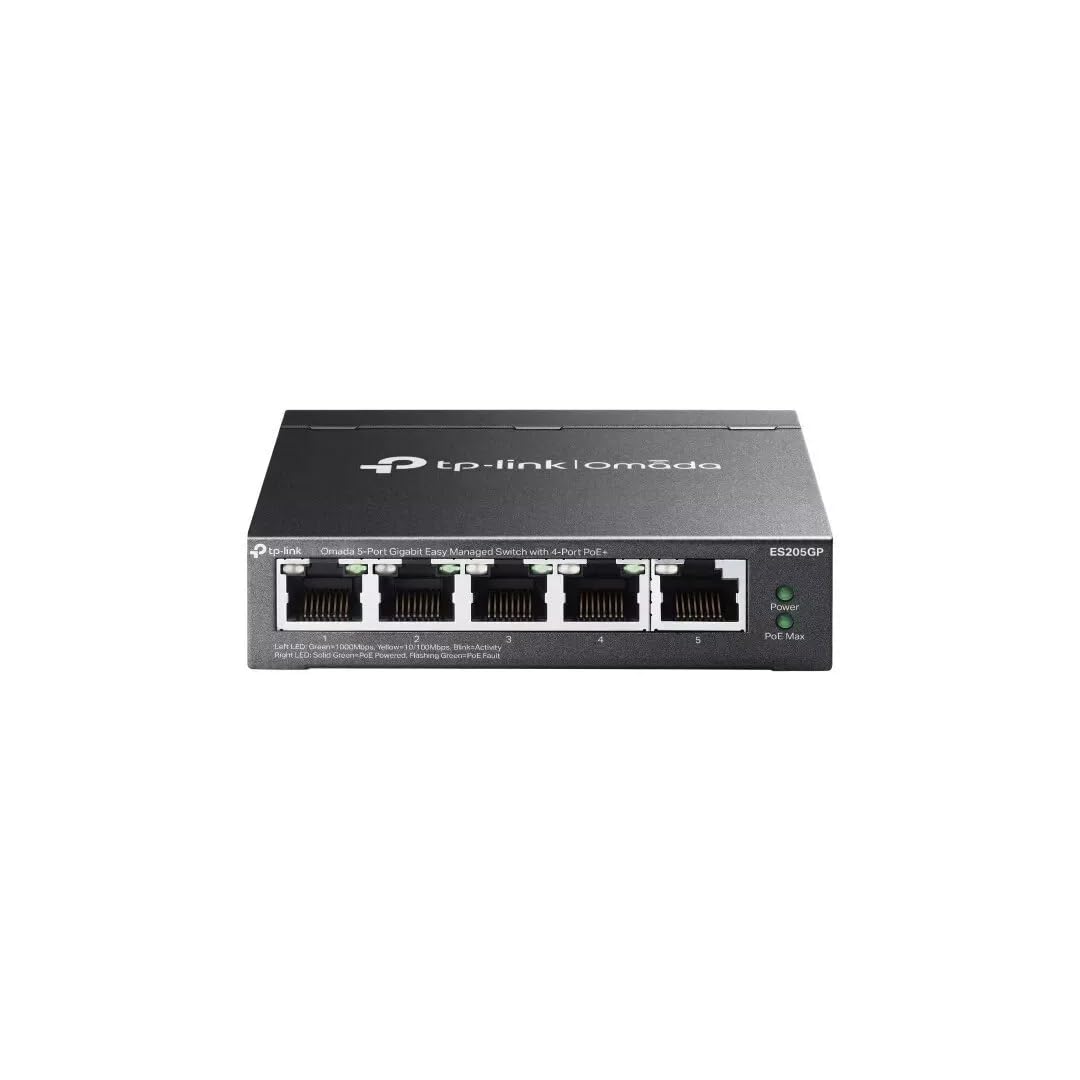 TP-Link Switch Full Managed Layer2 5 Port o 5X 1 GbE o PoE Budget 65 Watt o 4X PoE at o Lüfterlos, Omada o ES205PG