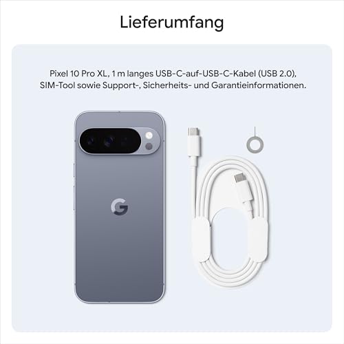 Google Pixel 10 Pro XL – Android-Smartphone ohne SIM-Lock, mit Gemini, Dreifach-Rückkamera, mehr als 24 Stunden Akkulaufzeit und 6,8 Zoll großem Super Actua-Display – Moonstone, 256GB