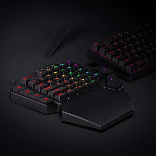 Redragon K585 DITI Einhand RGB Mechanische Gaming-Tastatur, Blaue Schalter, Typ-C Professionelle Gaming-Tastatur mit 7 Integrierten Makrotasten, Abnehmbare Handgelenkstütze, 42 Tasten